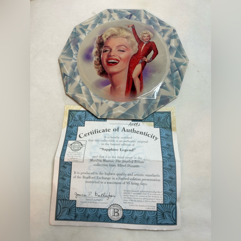 2003 Luminous Lorelei Plaque Marilyn Monroe Diamond Anniversity With COA
